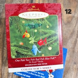 Dr. Seuss One Fish Two Fish Hallmark Christmas Ornament Vintage c2000